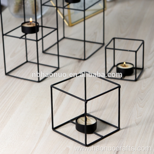 creative minimalist candle holder metal cage geometry